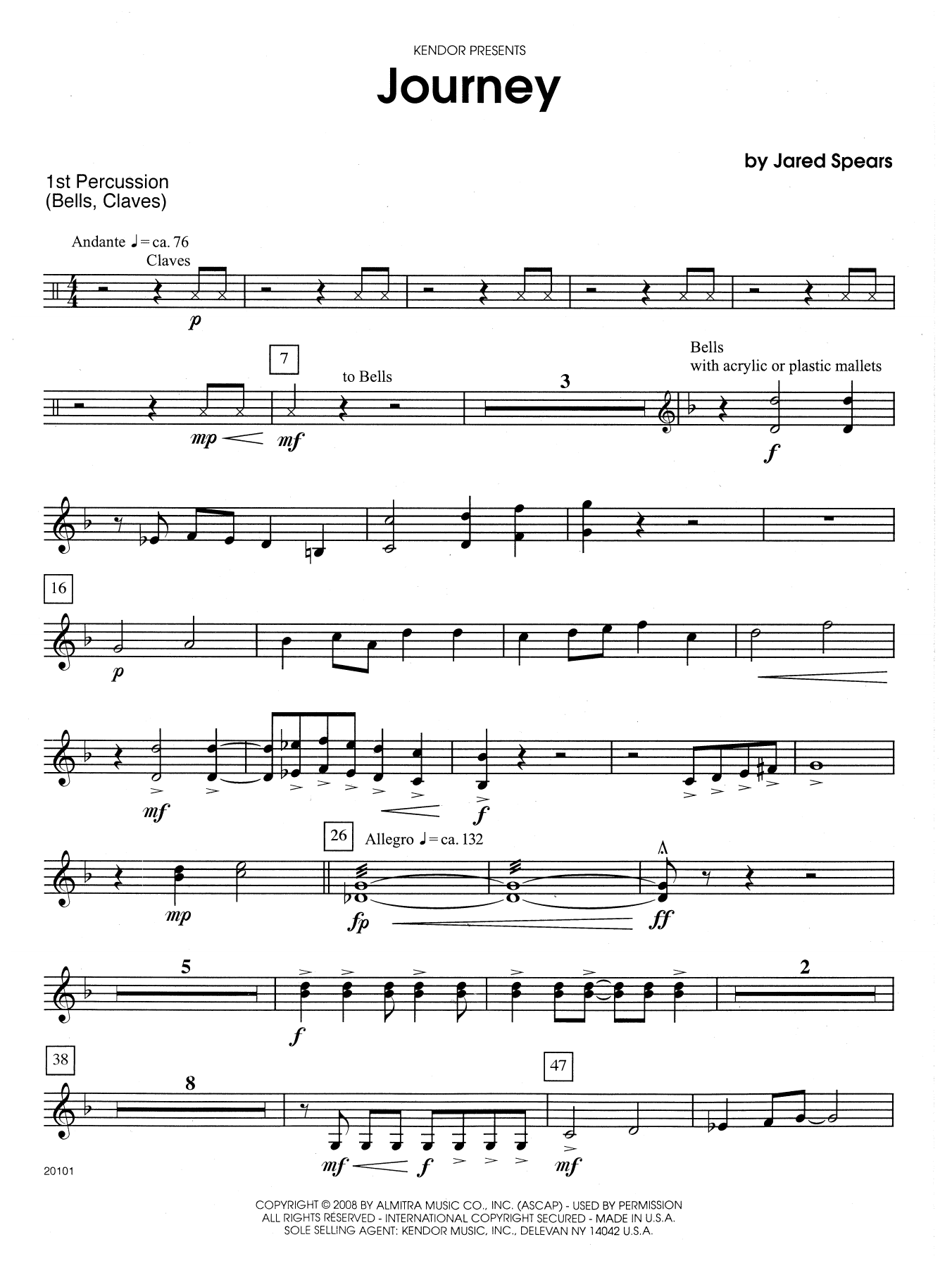 Download Jared Spears Journey - Percussion 1 Sheet Music