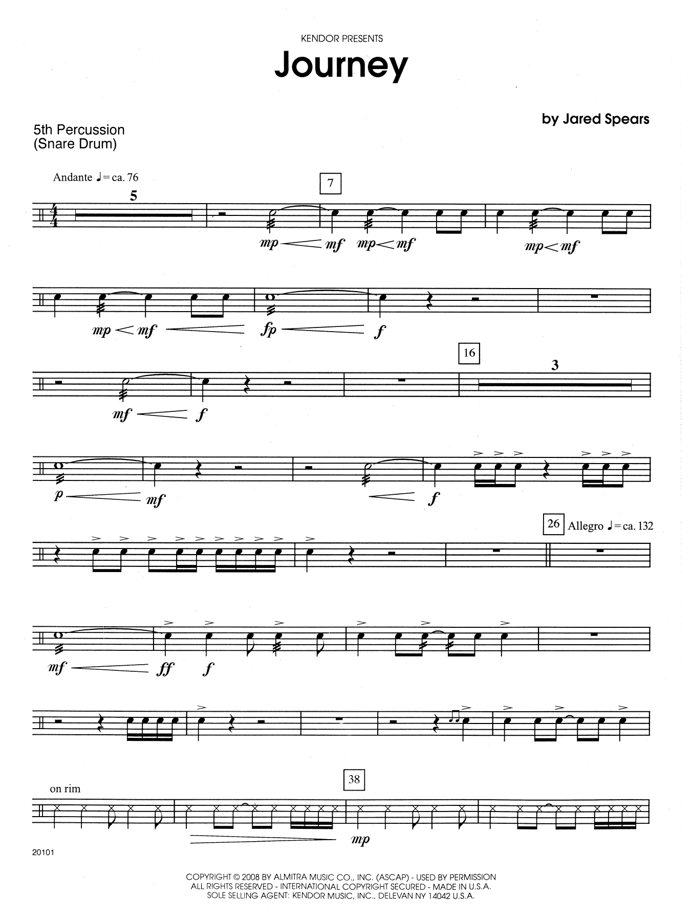 Download Jared Spears Journey - Percussion 5 Sheet Music
