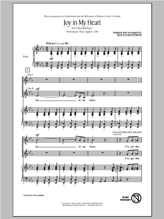 Download Rollo Dilworth Joy In My Heart Sheet Music