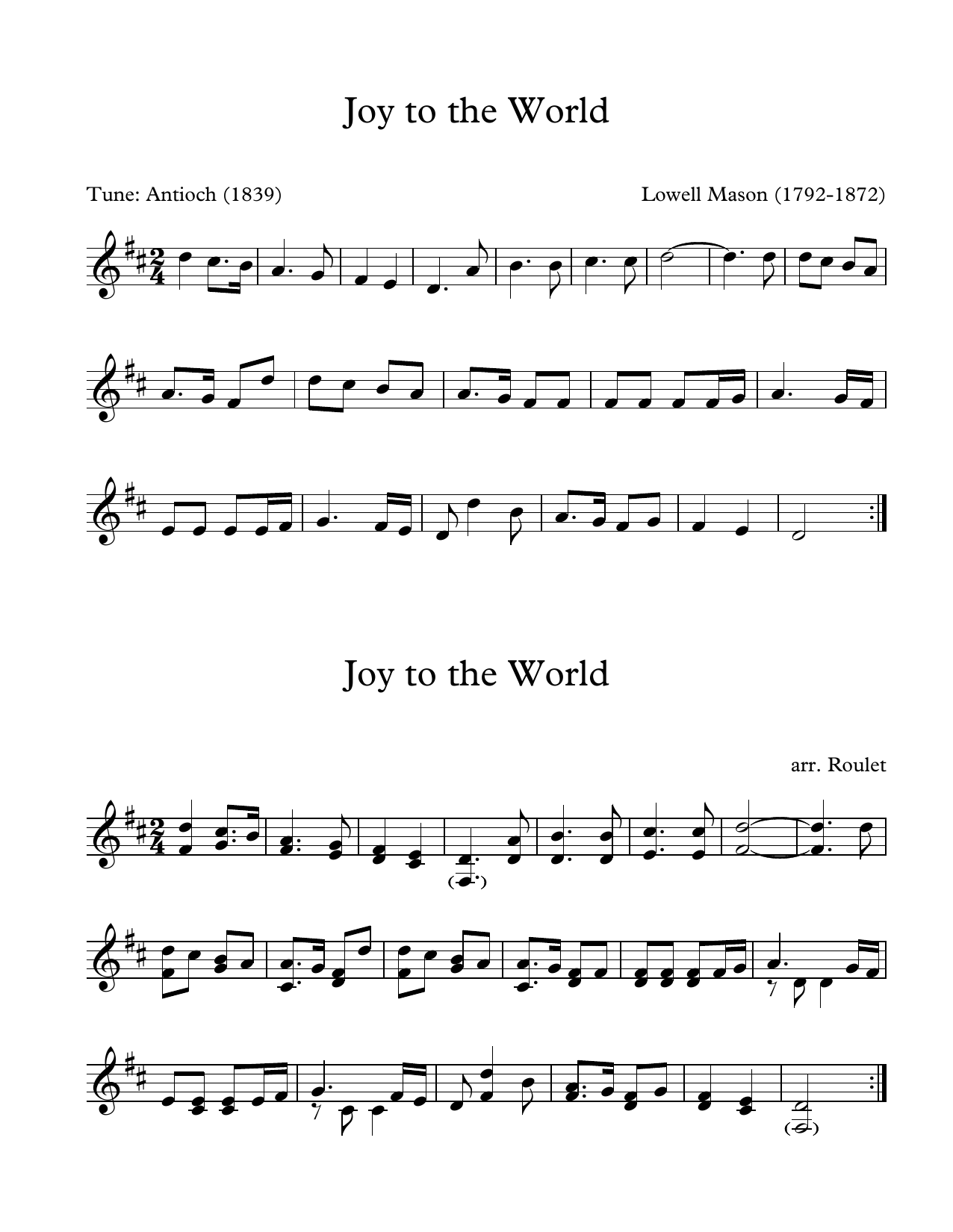 Download Lowell Mason Joy To The World (arr. Patrick Roulet) Sheet Music