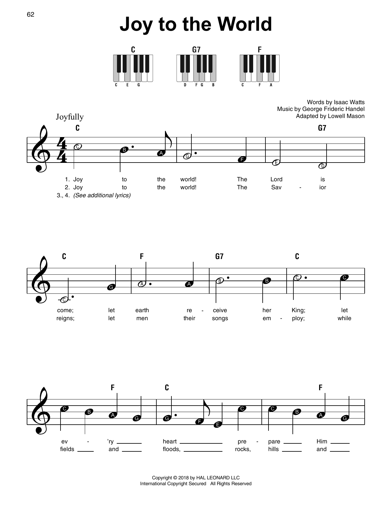 Download George Frideric Handel Joy To The World Sheet Music