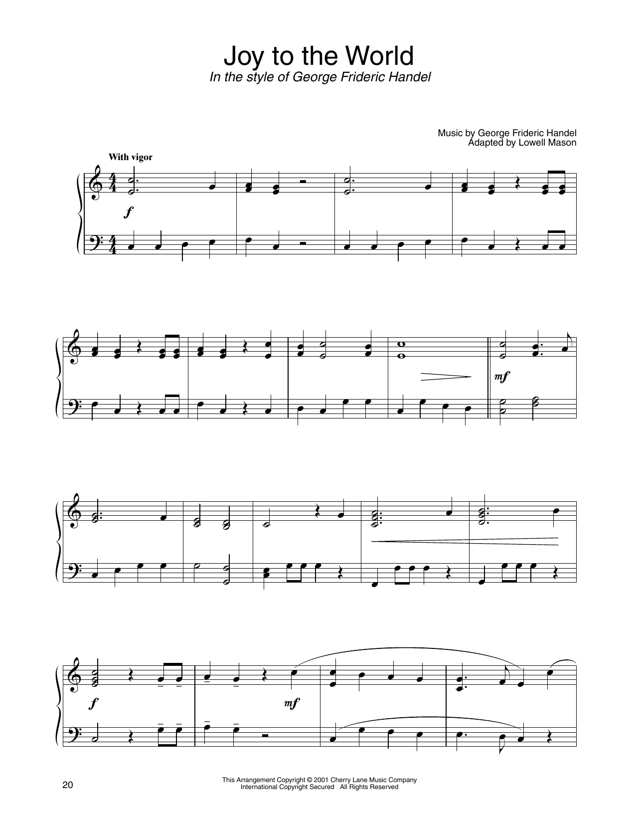 Download Isaac Watts Joy To The World (in the style of Georg Sheet Music