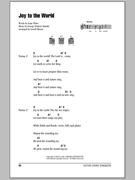 Download Isaac Watts Joy To The World Sheet Music