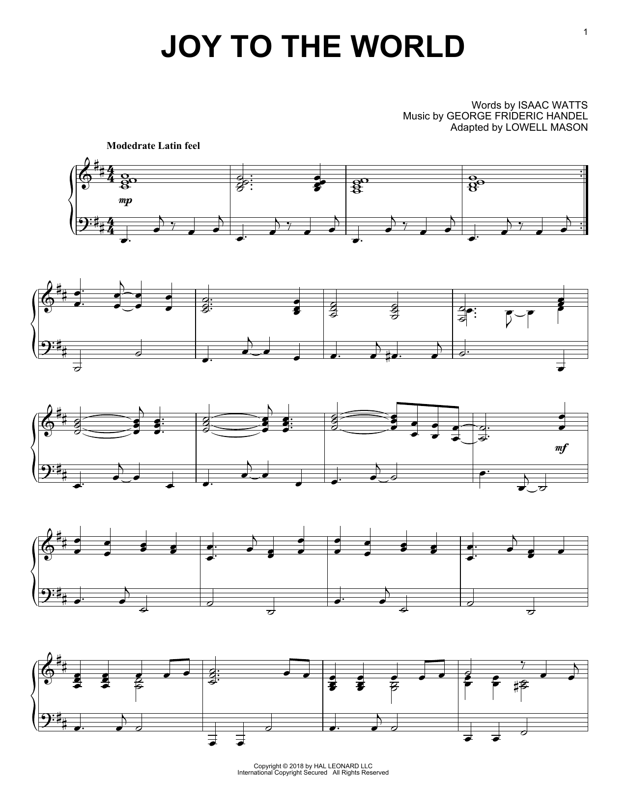 Download George Frideric Handel Joy To The World [Jazz version] Sheet Music
