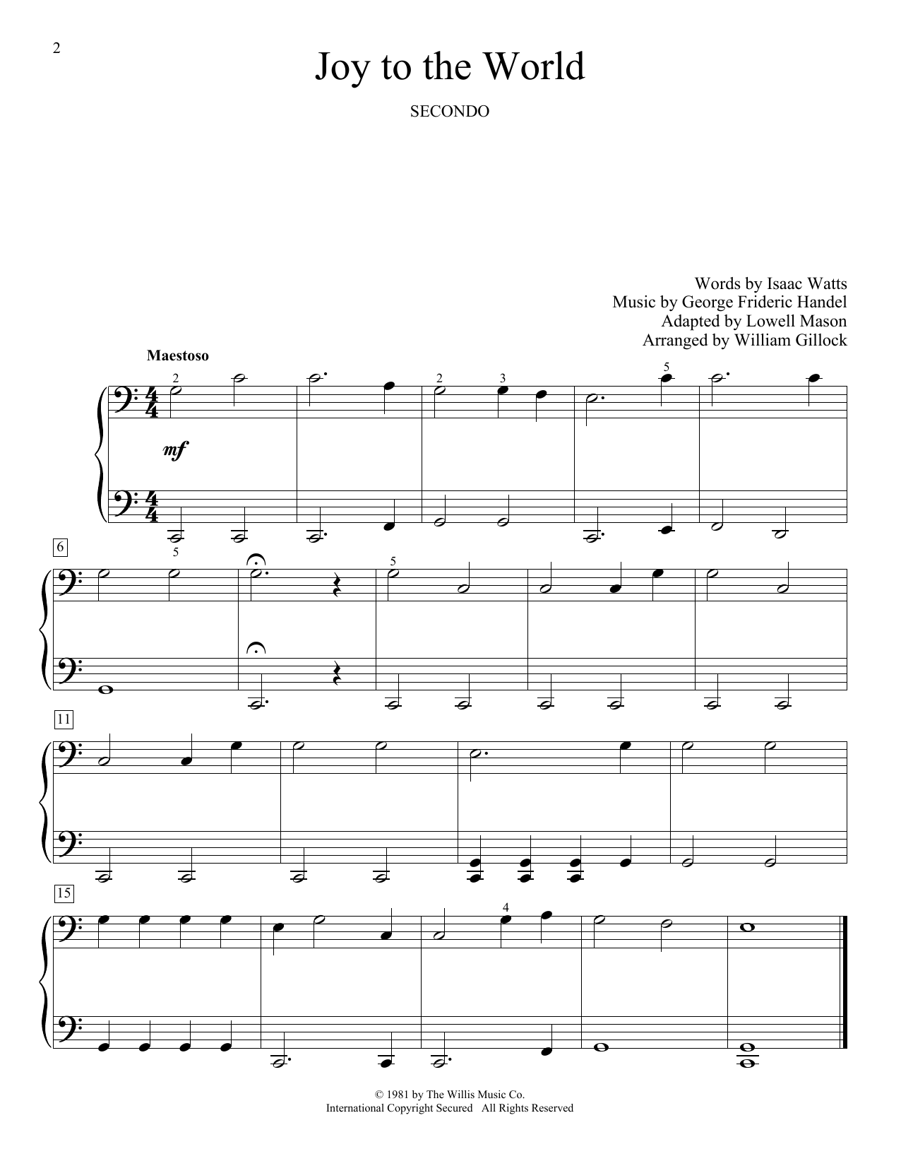 Download William Gillock Joy To The World Sheet Music