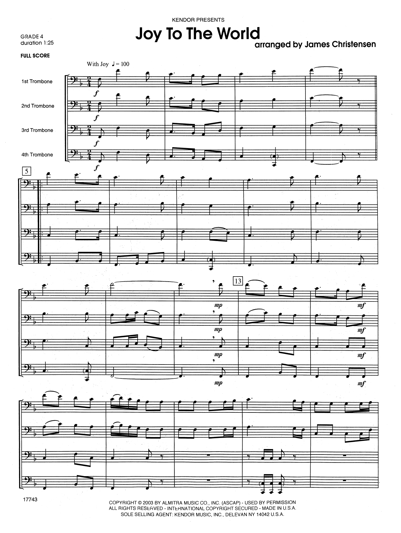 Download James Christensen Joy to the World - Full Score Sheet Music