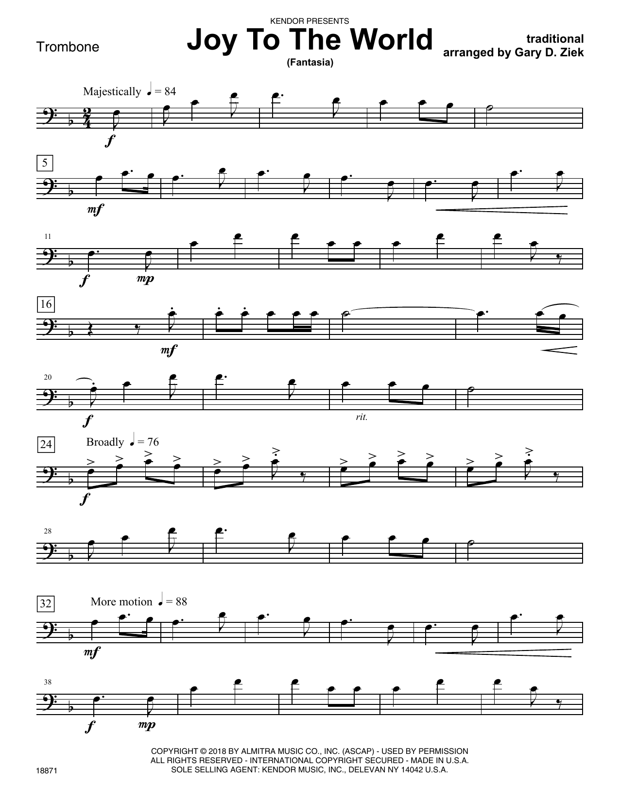 Download Gary Ziek Joy To The World (fantasia) - Trombone Sheet Music