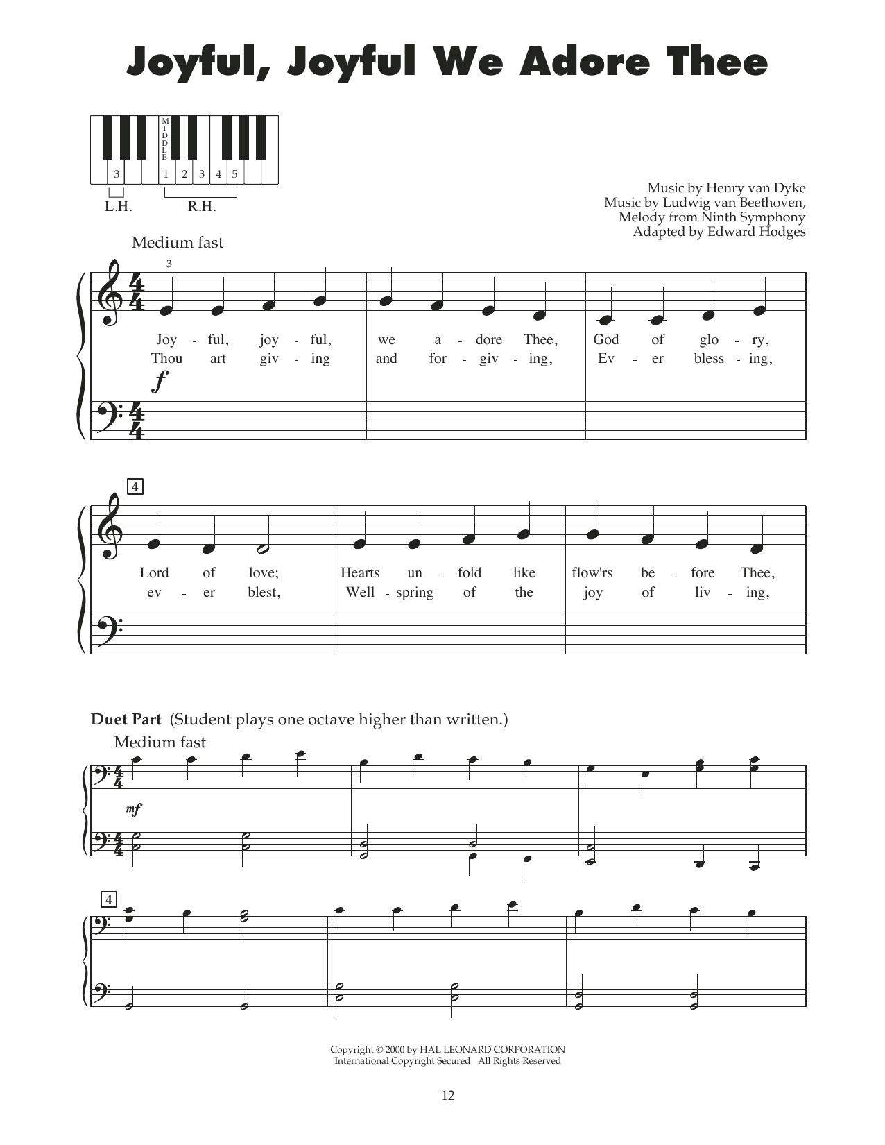 Download Ludwig van Beethoven Joyful, Joyful, We Adore Thee (arr. Car Sheet Music