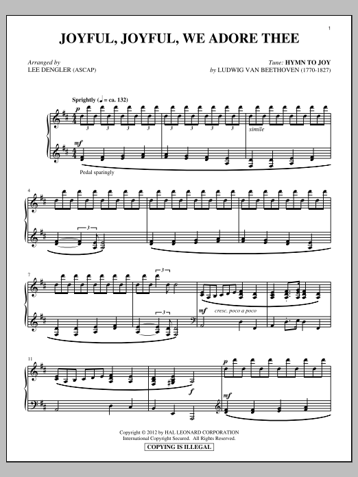Download Ludwig van Beethoven Joyful, Joyful, We Adore Thee Sheet Music