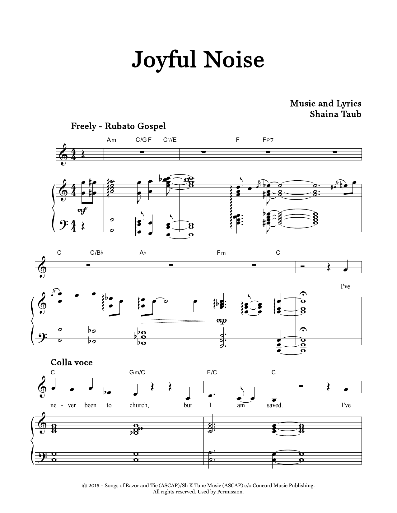 Download Shaina Taub Joyful Noise Sheet Music