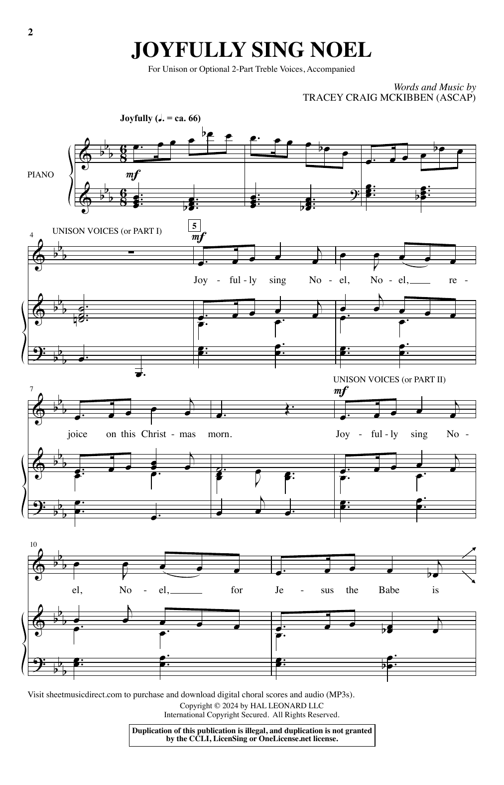 Tracey Craig McKibben Joyfully Sing Noel sheet music notes printable PDF score
