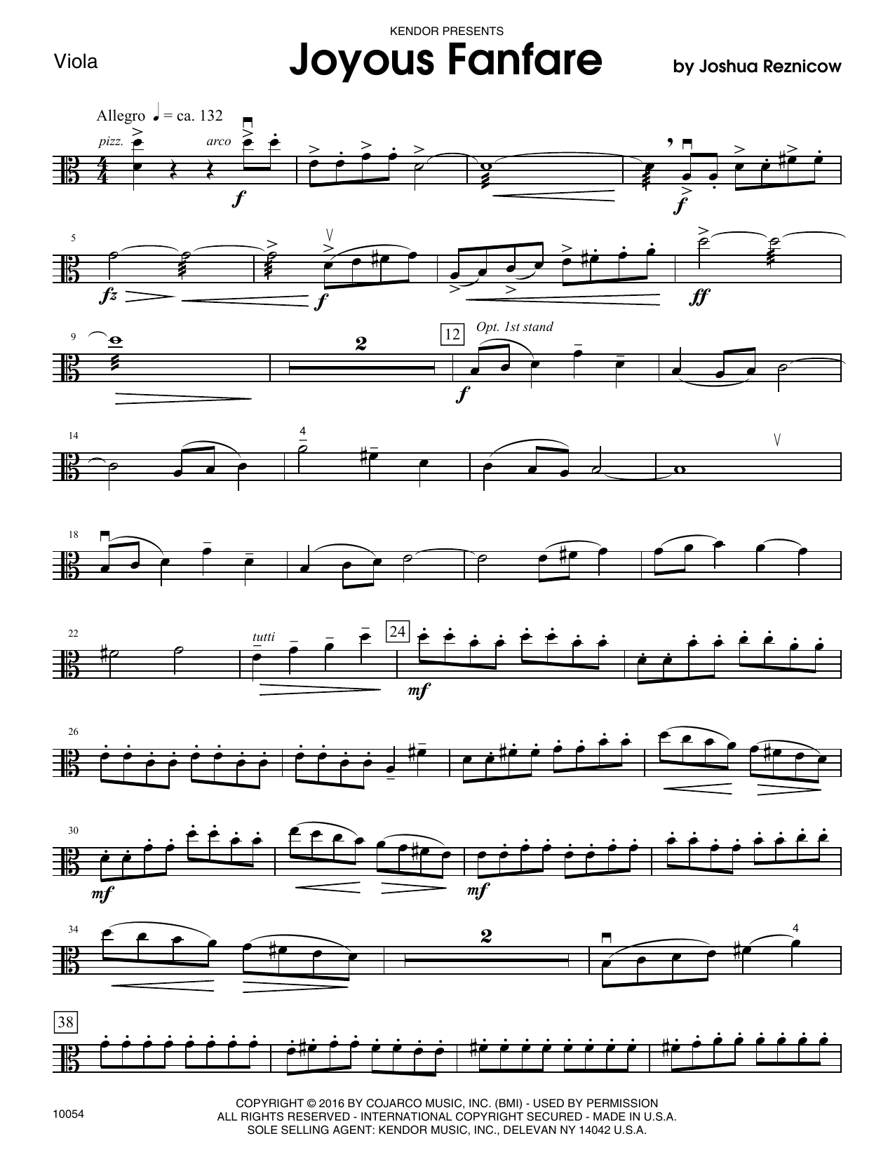 Download Joshua Reznicow Joyous Fanfare - Viola Sheet Music