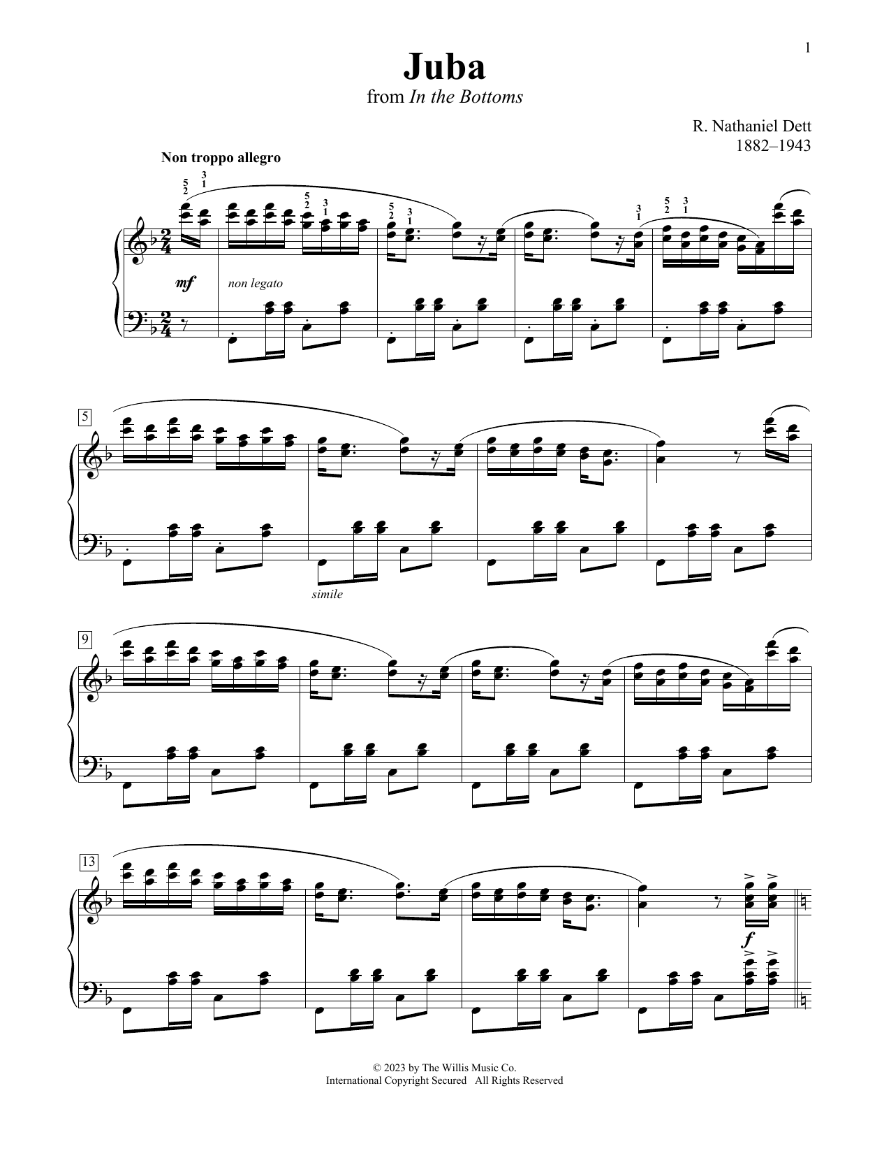 Nathaniel Dett Juba sheet music notes printable PDF score