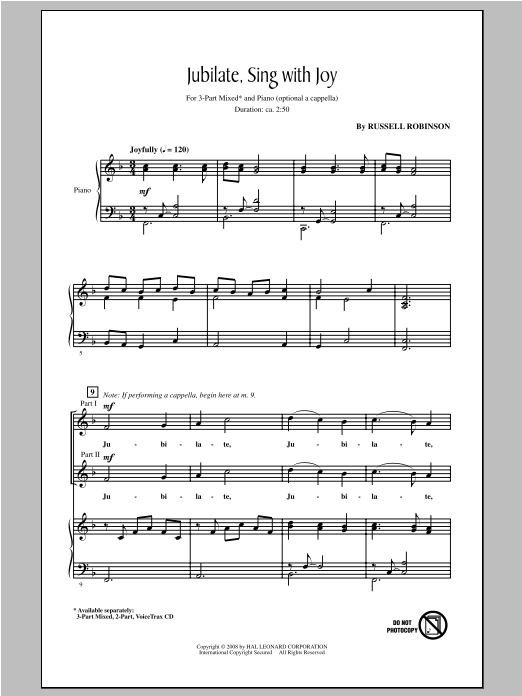 Download Russell Robinson Jubilate, Sing With Joy Sheet Music