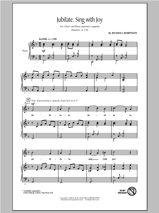 Download Russell Robinson Jubilate, Sing With Joy Sheet Music
