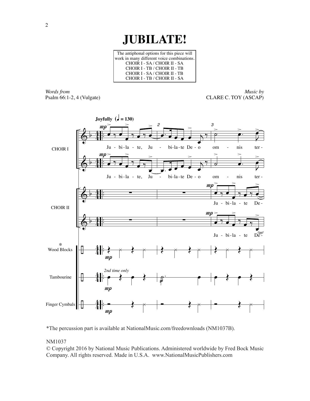 Download Clare C. Toy Jubilate! Sheet Music