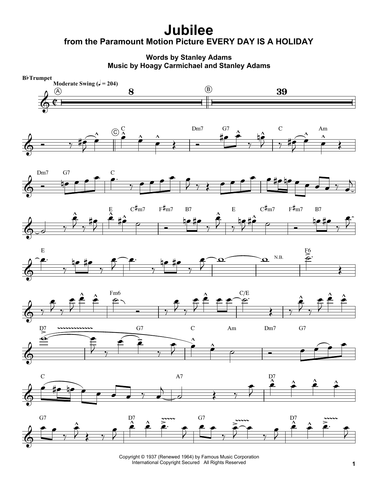 Download Louis Armstrong Jubilee Sheet Music