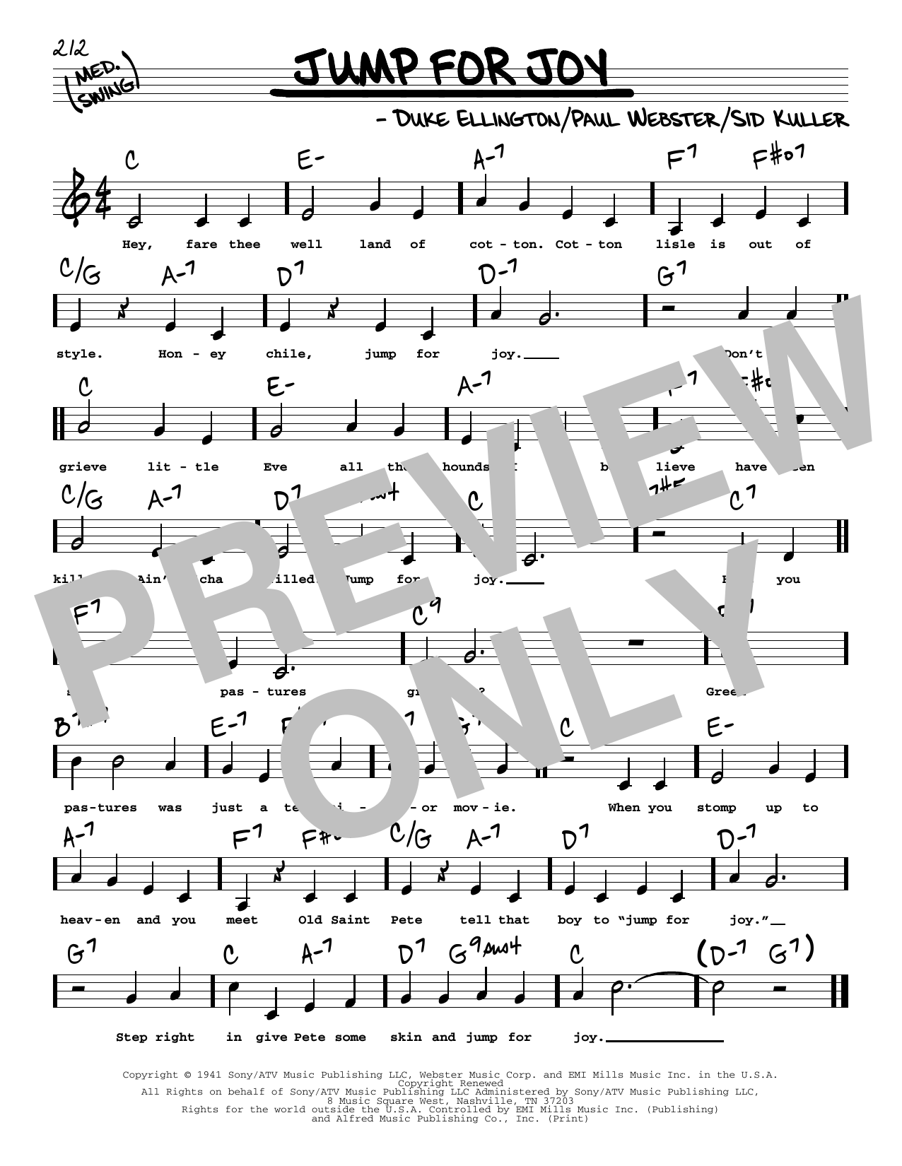Duke Ellington Jump For Joy (Low Voice) sheet music notes printable PDF score