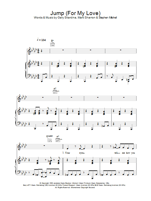 Download The Pointer Sisters Jump (For My Love) Sheet Music