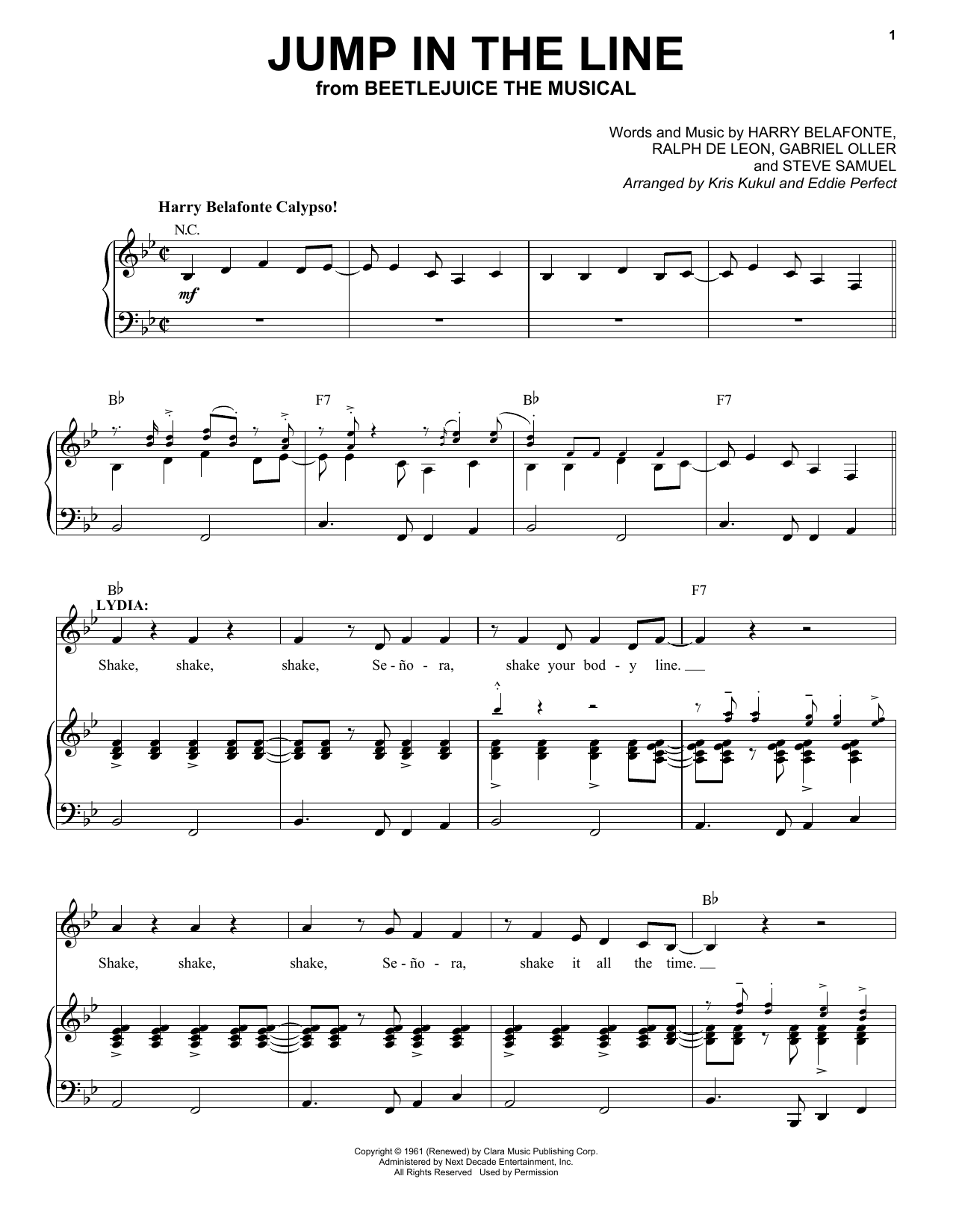 Download Eddie Perfect Jump In The Line (from Beetlejuice The Sheet Music
