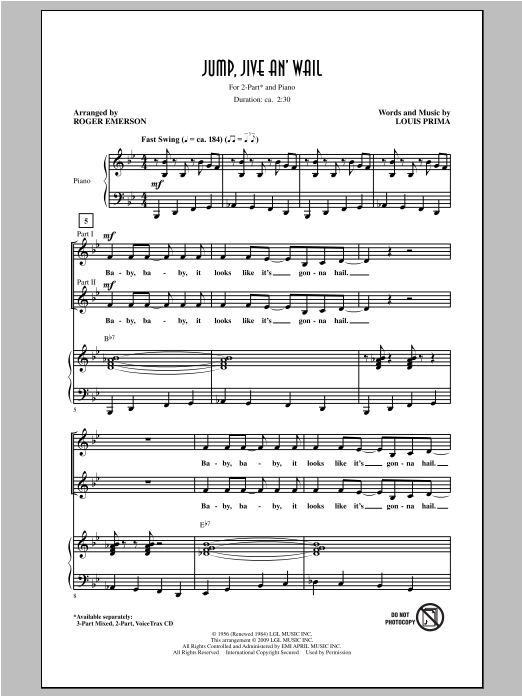 Download The Brian Setzer Orchestra Jump, Jive An' Wail (arr. Roger Emerson Sheet Music