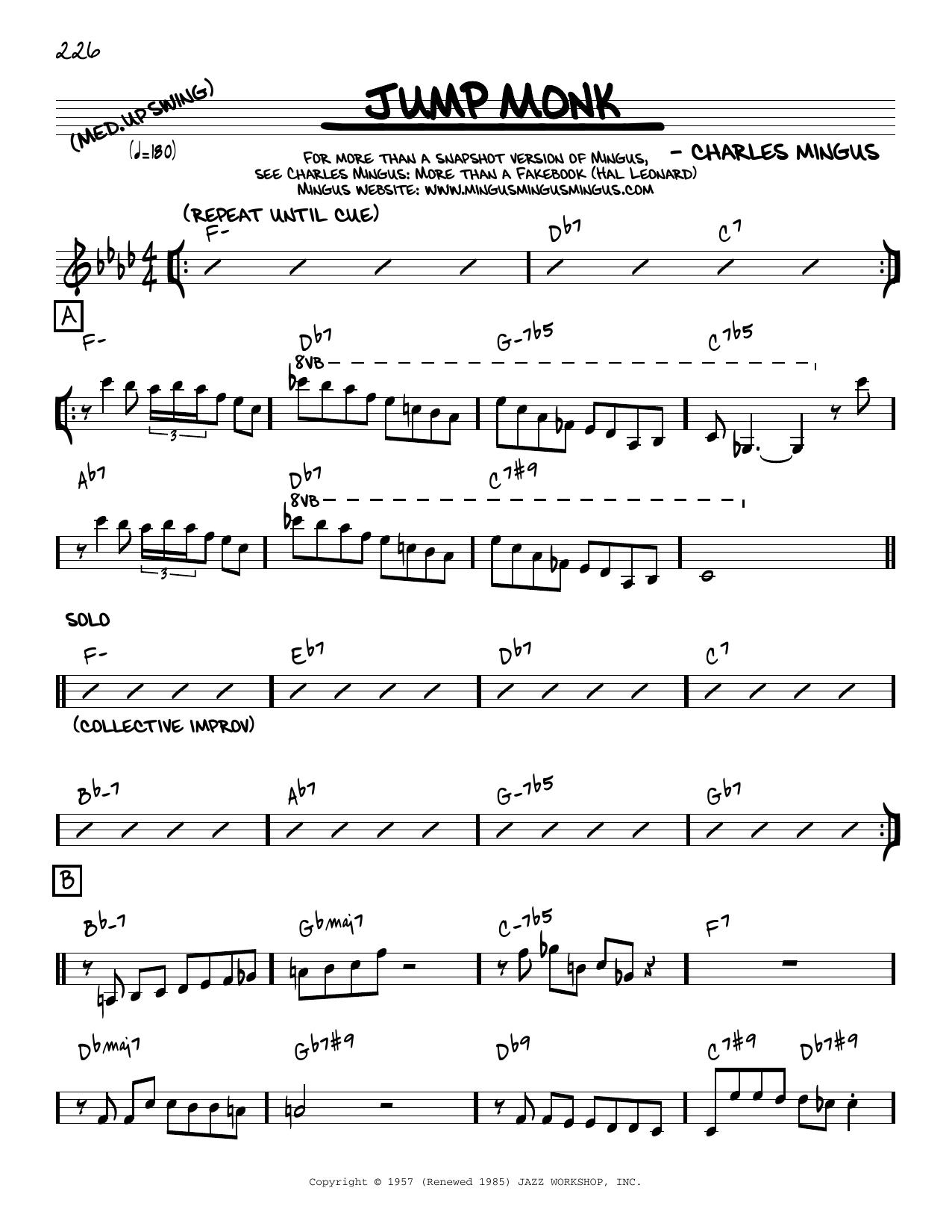 Download Charles Mingus Jump Monk [Reharmonized version] (arr. Sheet Music
