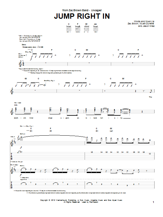 Download Zac Brown Band Jump Right In Sheet Music
