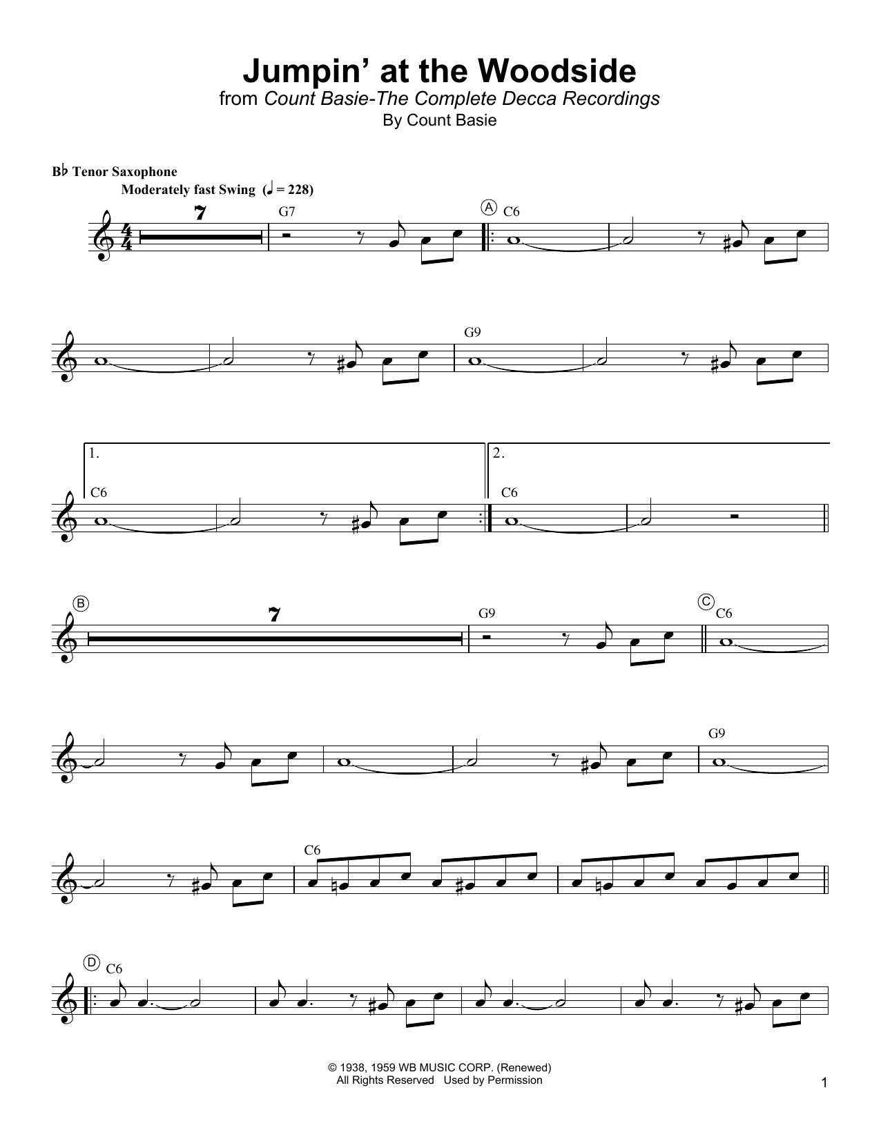 Download Lester Young Jumpin' At The Woodside Sheet Music