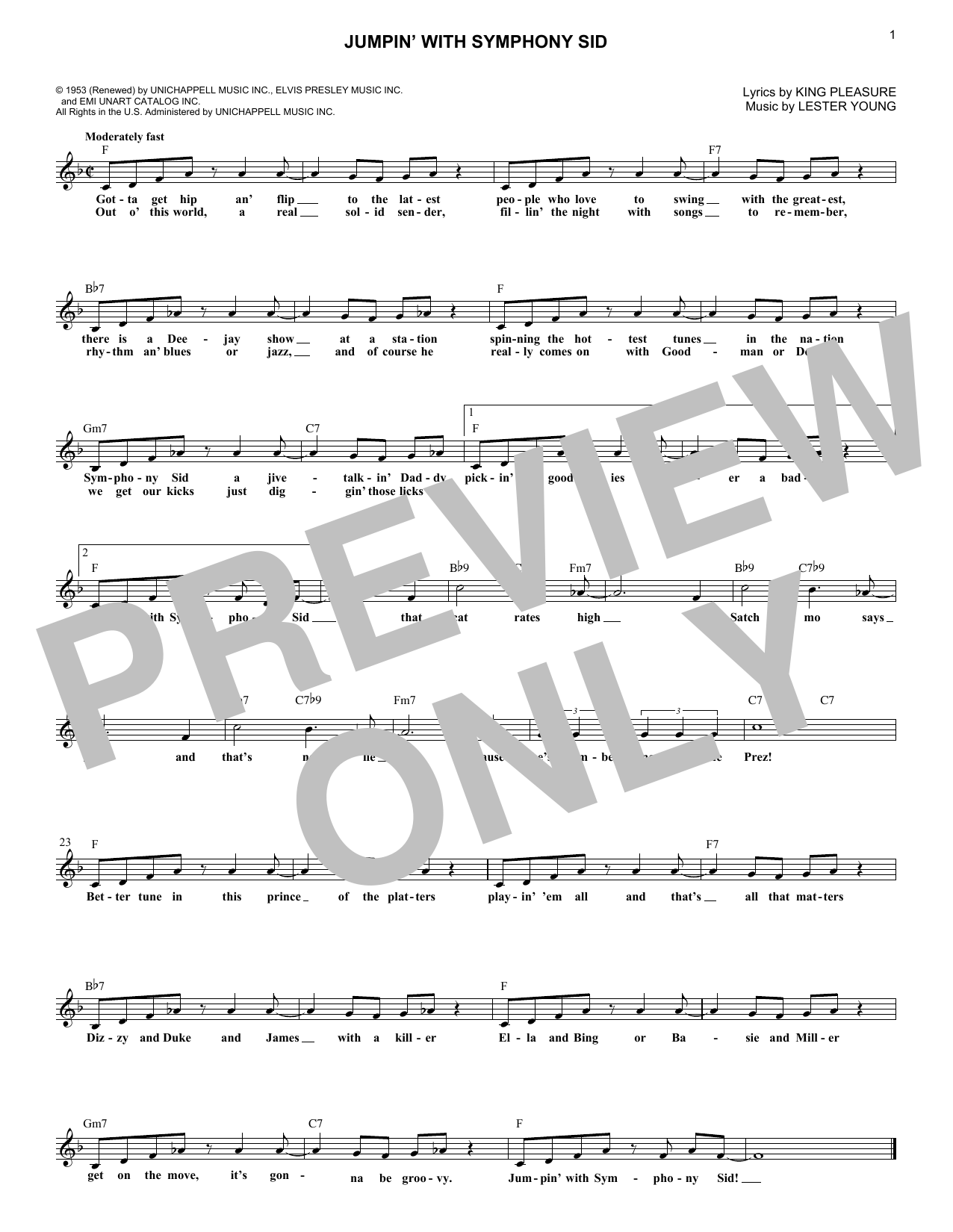 Download Buddy Feyne Jumpin' With Symphony Sid Sheet Music