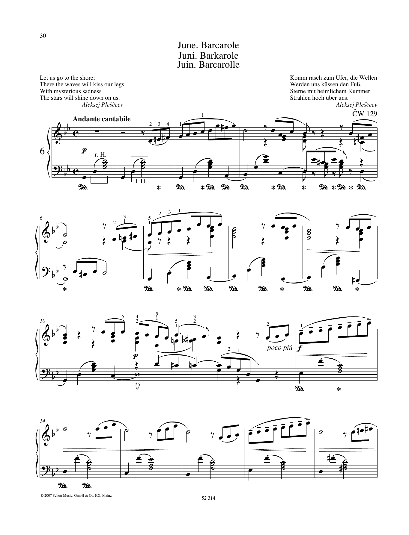 Download Pyotr Il'yich Tchaikovsky June Sheet Music