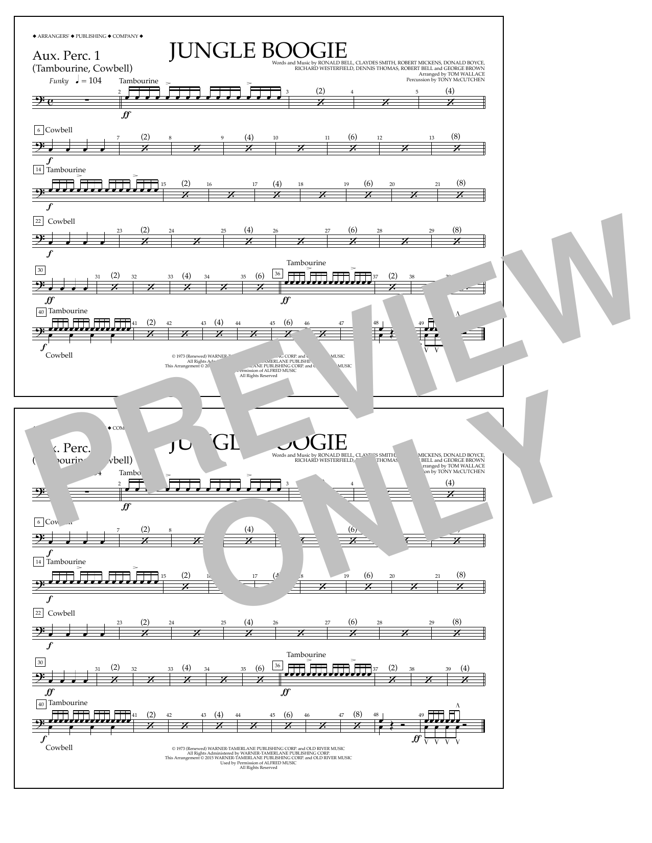 Download Tom Wallace Jungle Boogie - Aux. Perc. 1 Sheet Music