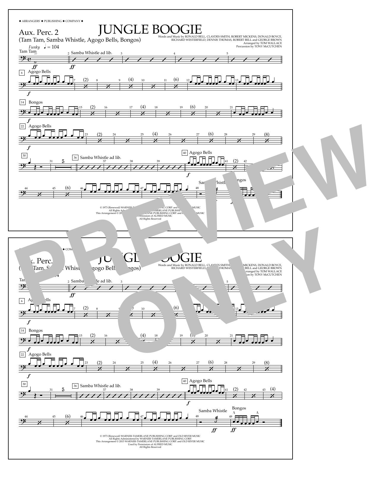 Download Tom Wallace Jungle Boogie - Aux. Perc. 2 Sheet Music
