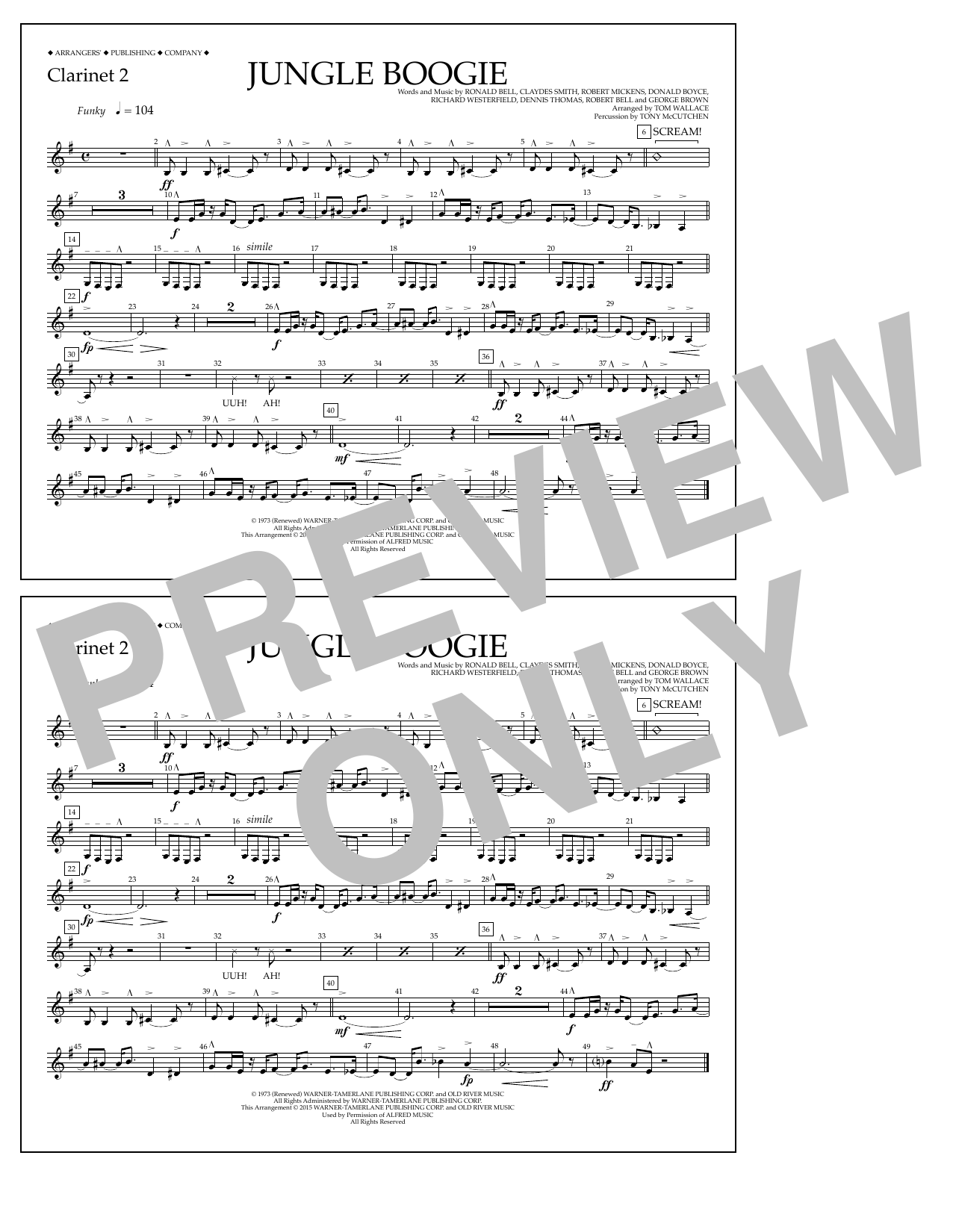 Download Tom Wallace Jungle Boogie - Clarinet 2 Sheet Music