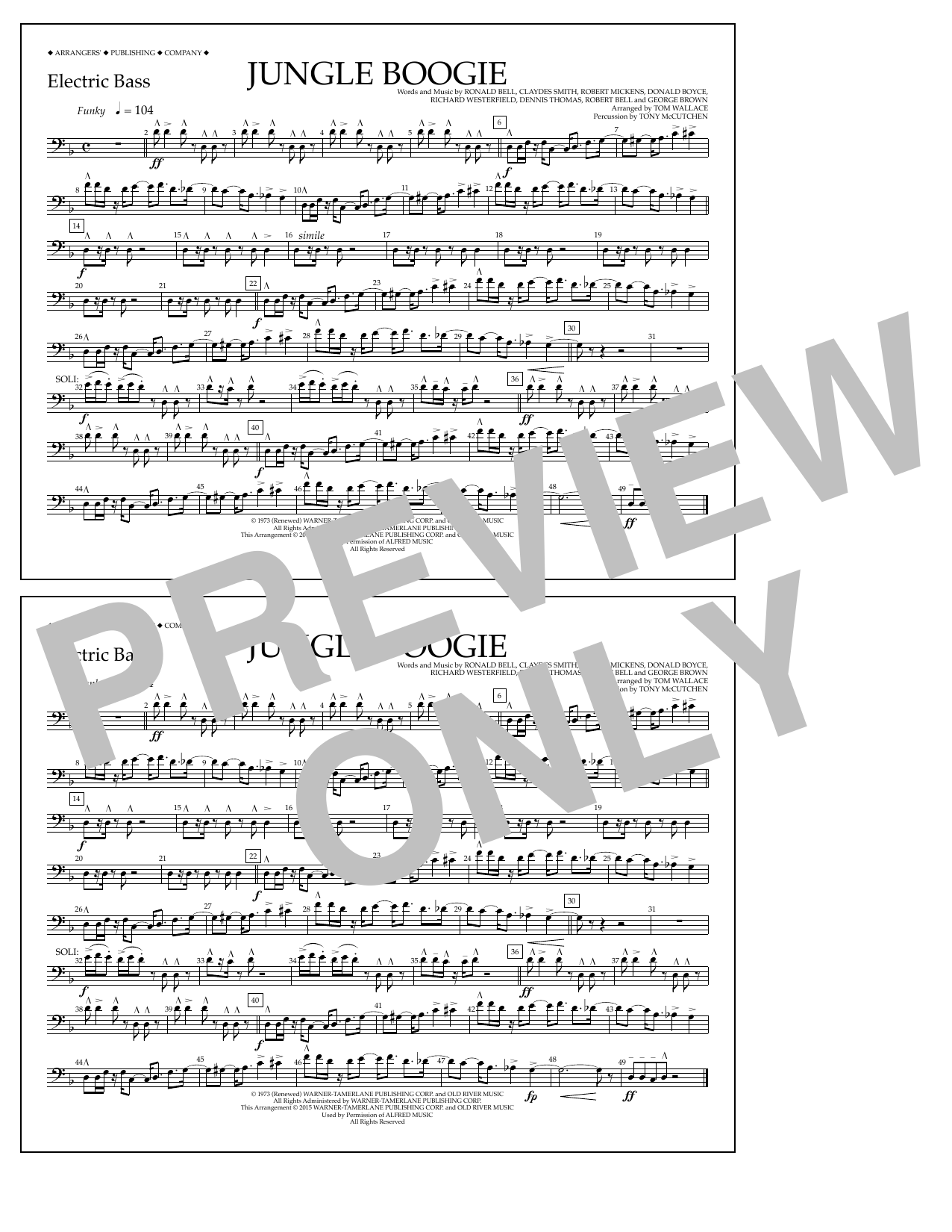 Download Tom Wallace Jungle Boogie - Electric Bass Sheet Music