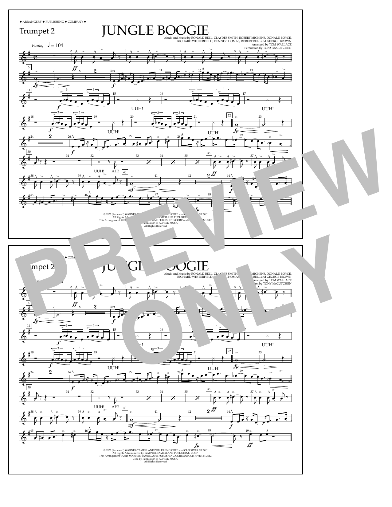 Download Tom Wallace Jungle Boogie - Trumpet 2 Sheet Music