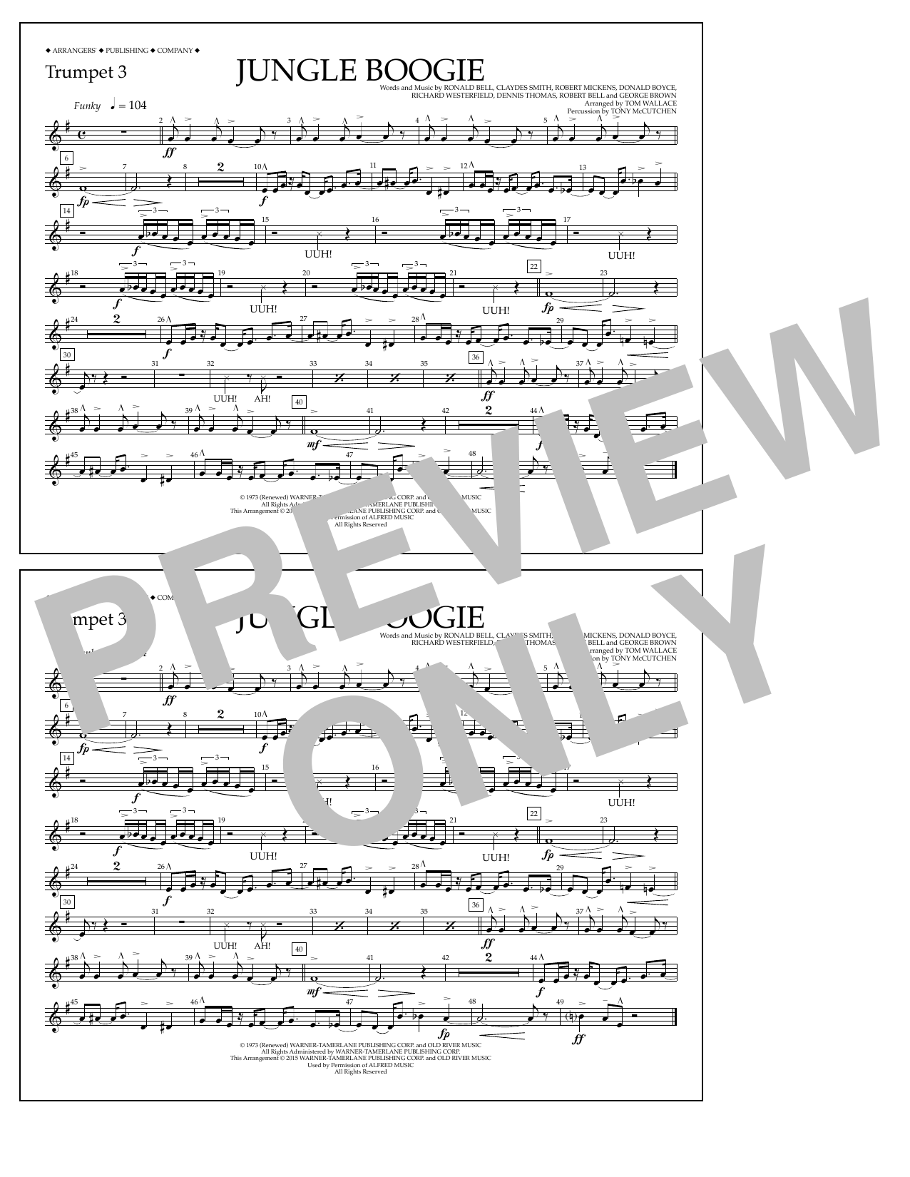 Download Tom Wallace Jungle Boogie - Trumpet 3 Sheet Music
