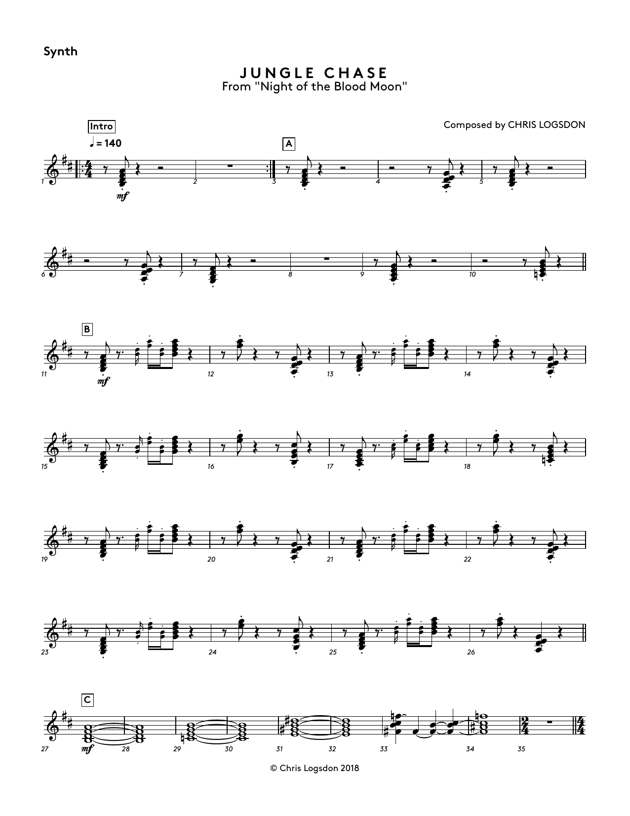 Download Chris Logsdon Jungle Chase (from Night of the Blood M Sheet Music
