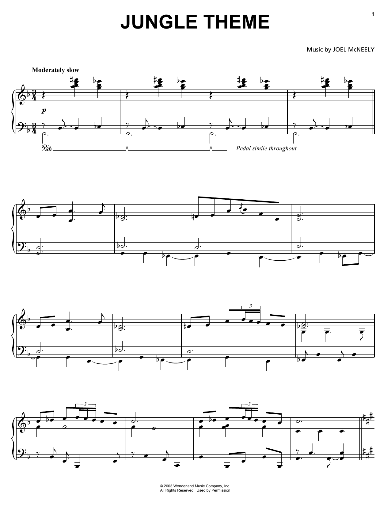 Download Joel McNeely Jungle Theme (from The Jungle Book 2) Sheet Music