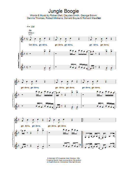 Kool And The Gang Jungle Boogie (from Pulp Fiction) sheet music notes printable PDF score