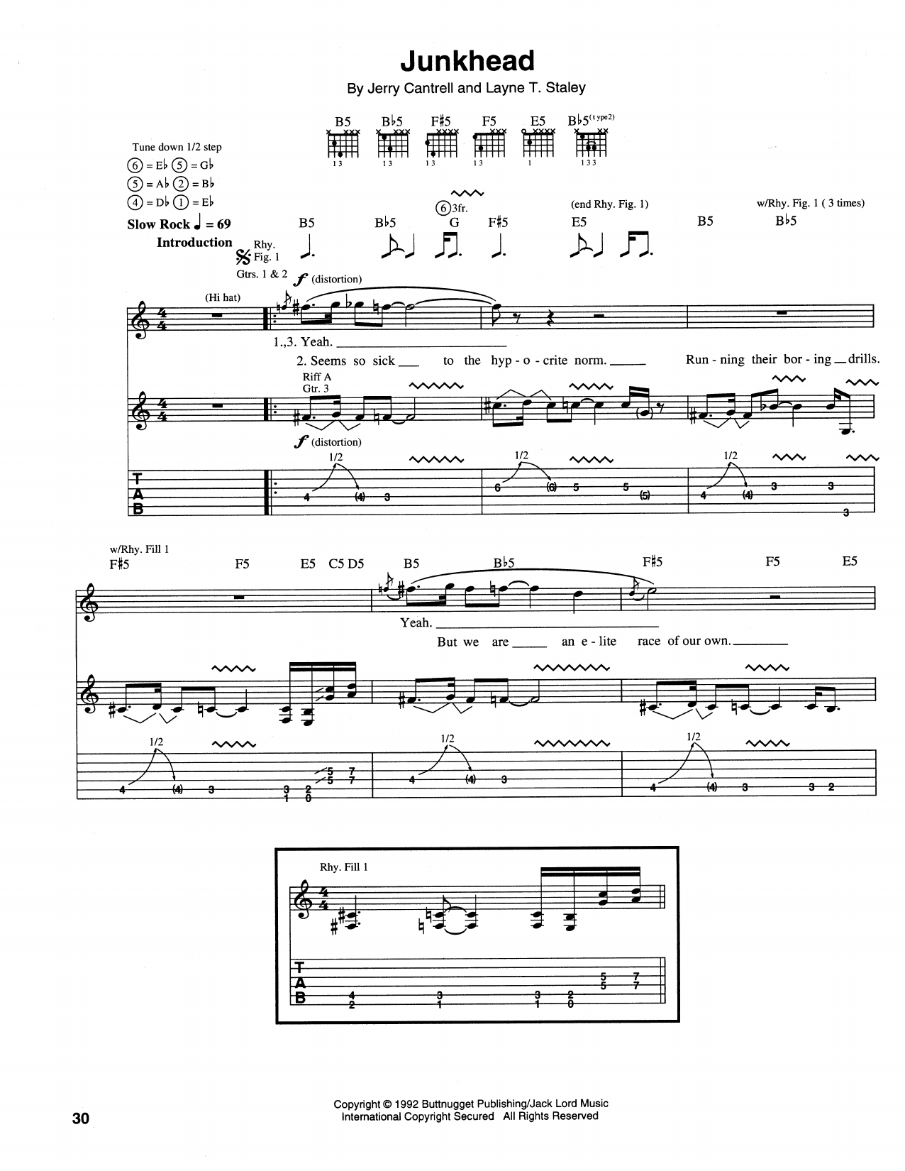 Download Alice In Chains Junkhead Sheet Music