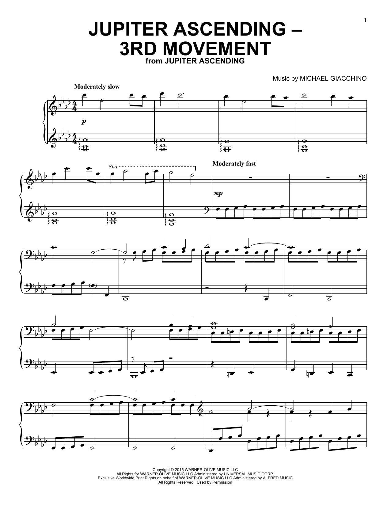 Download Michael Giacchino Jupiter Ascending - 3rd Movement (from Sheet Music