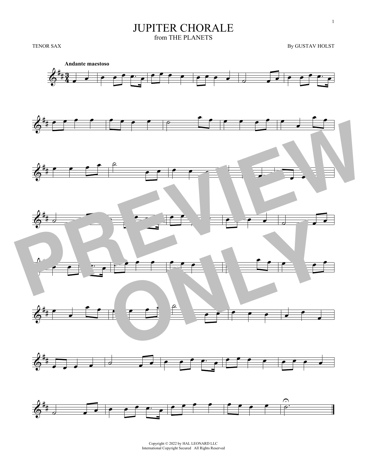 Download Gustav Holst Jupiter (from The Planets, Op. 32) Sheet Music