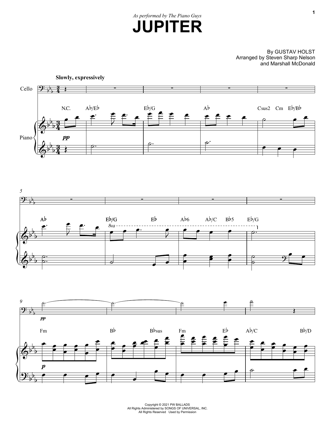 Download The Piano Guys Jupiter Sheet Music