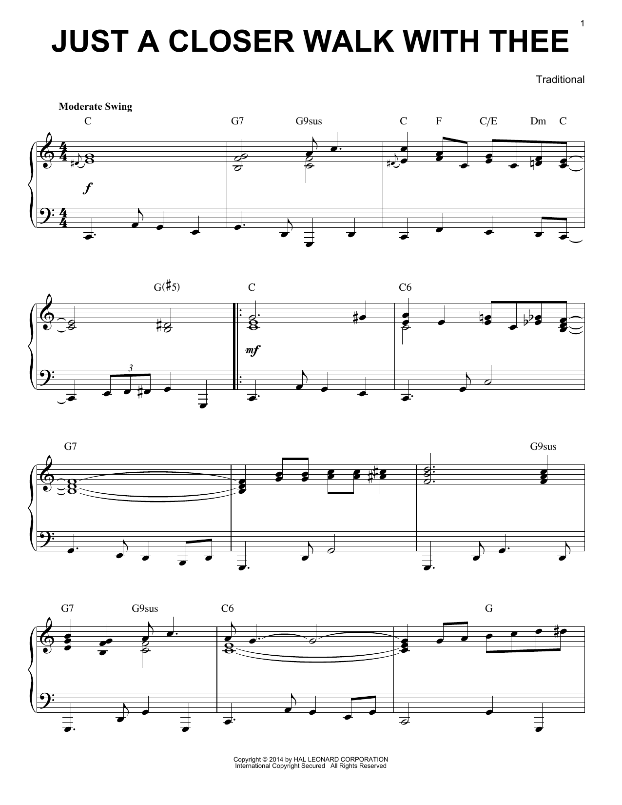 Download Traditional Just A Closer Walk With Thee [Jazz vers Sheet Music