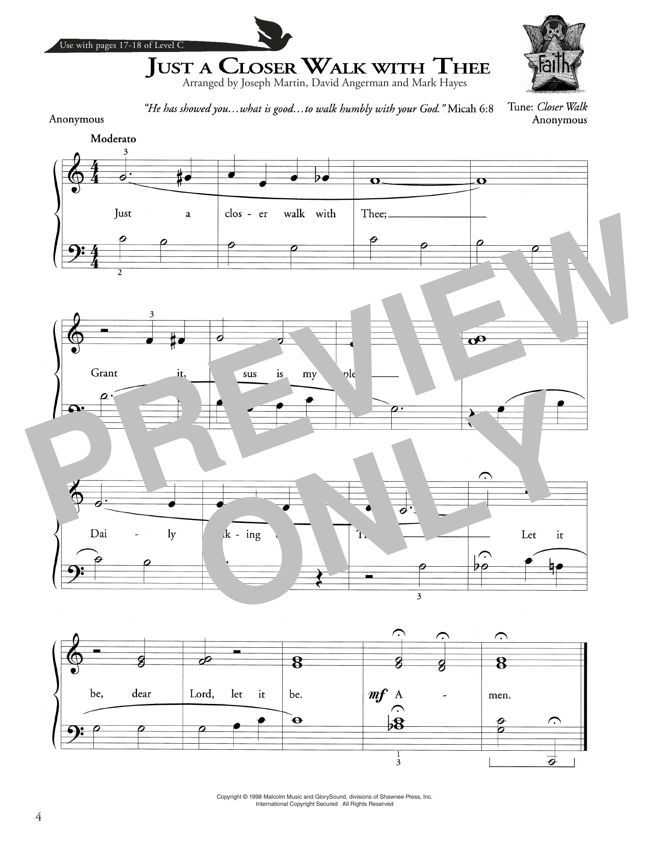 Download Joseph Martin, David Angerman and Ma Just A Closer Walk With Thee Sheet Music