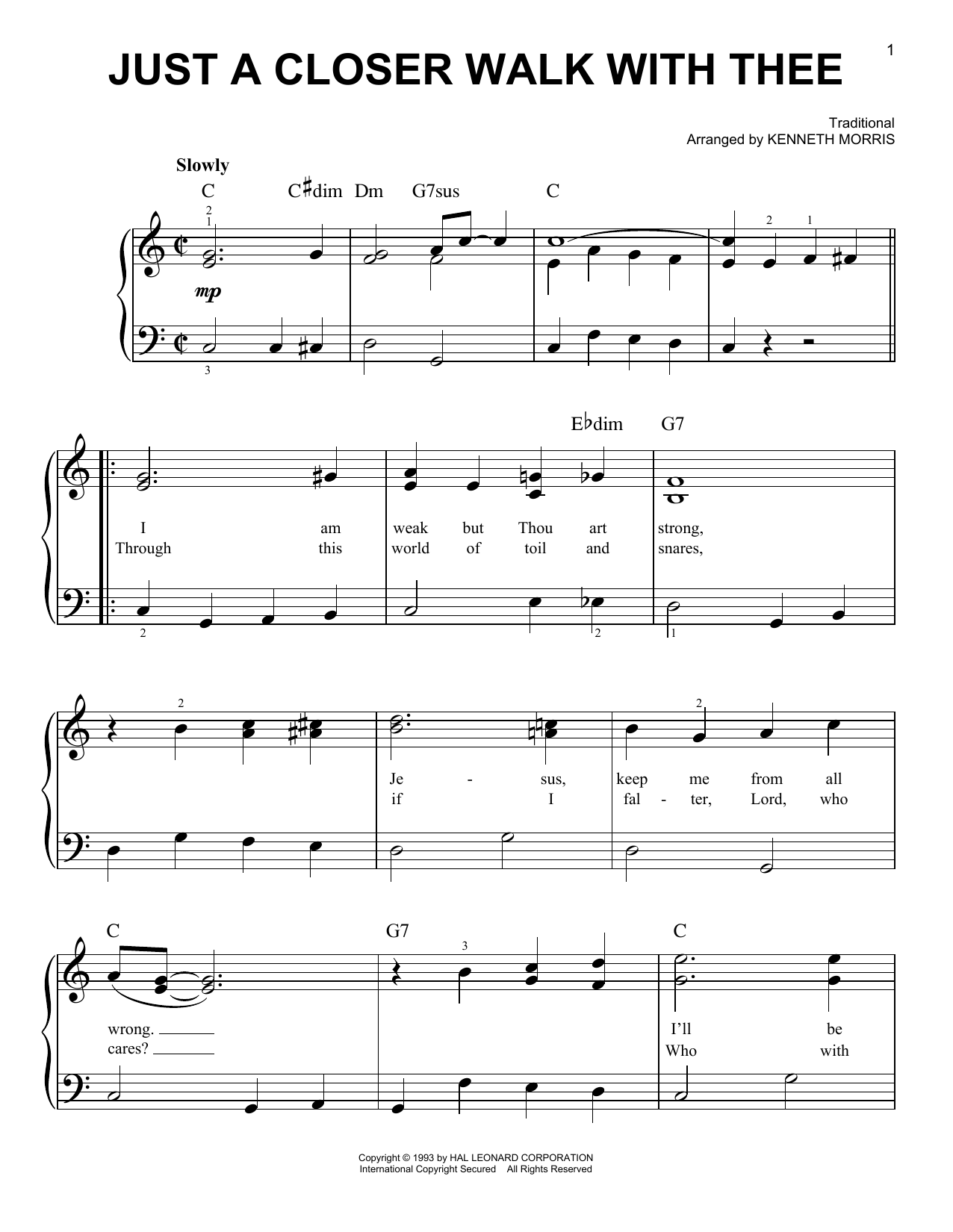 Download Kenneth Morris Just A Closer Walk With Thee Sheet Music