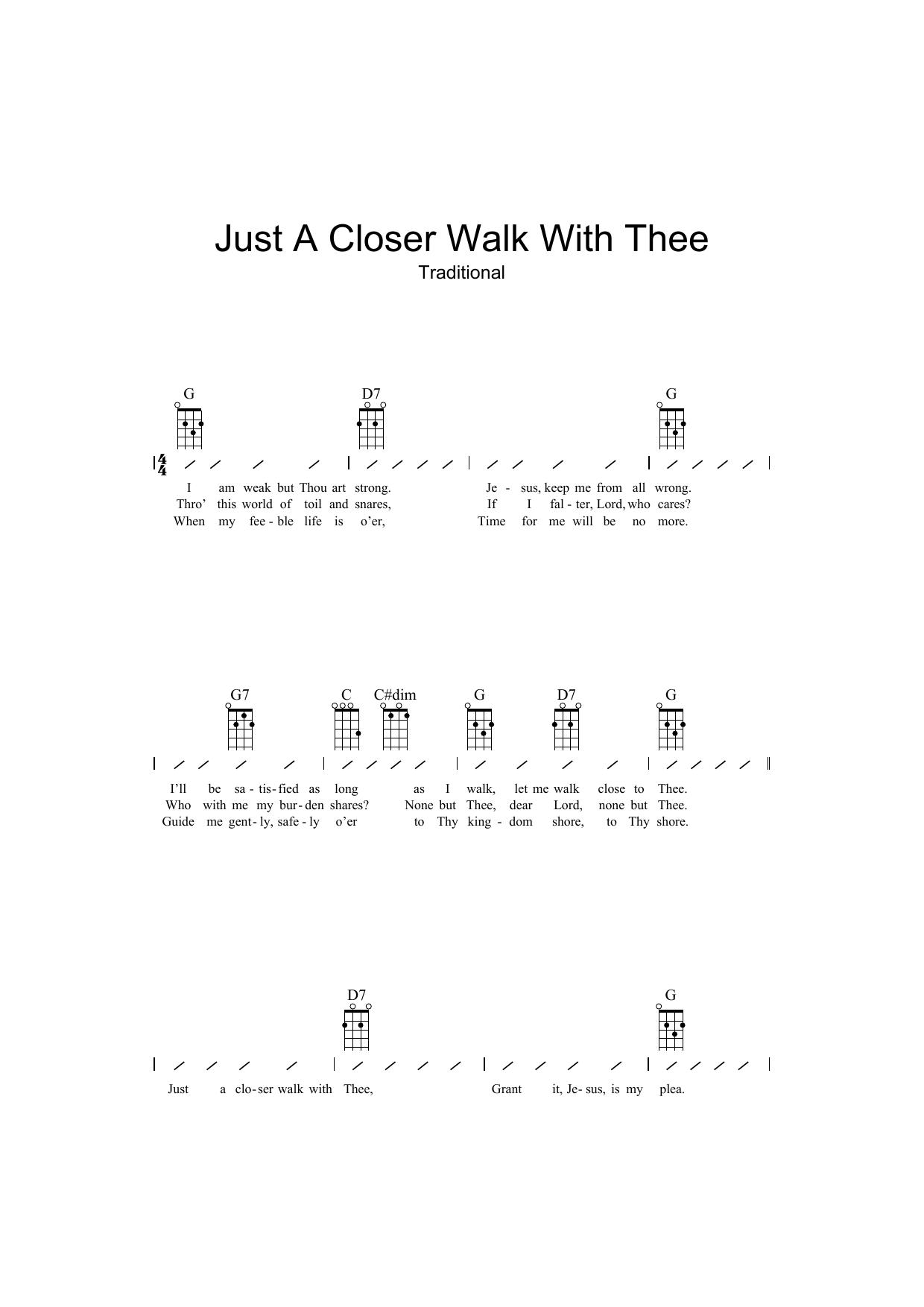 Download Traditional Just A Closer Walk With Thee Sheet Music