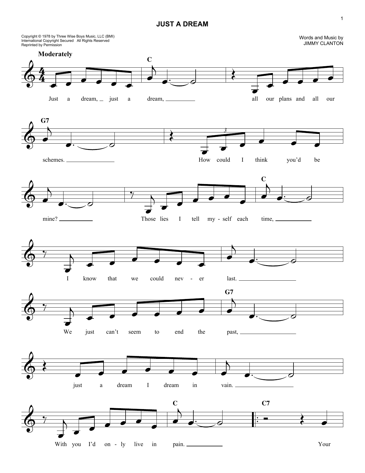 Download Jimmy Clanton Just A Dream Sheet Music