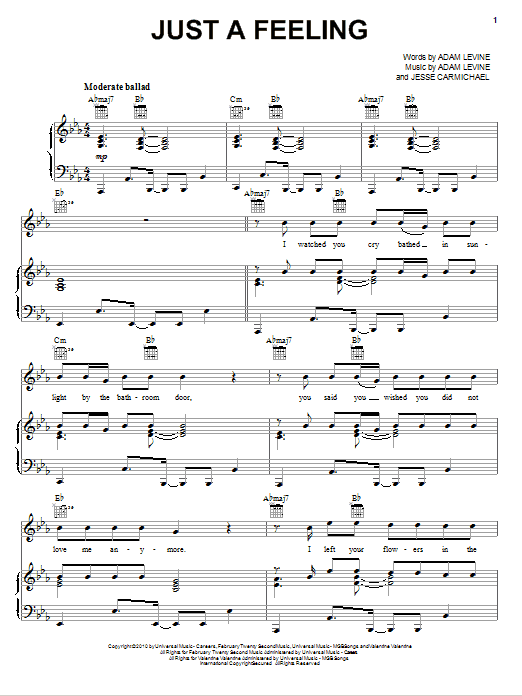 Download Maroon 5 Just A Feeling Sheet Music