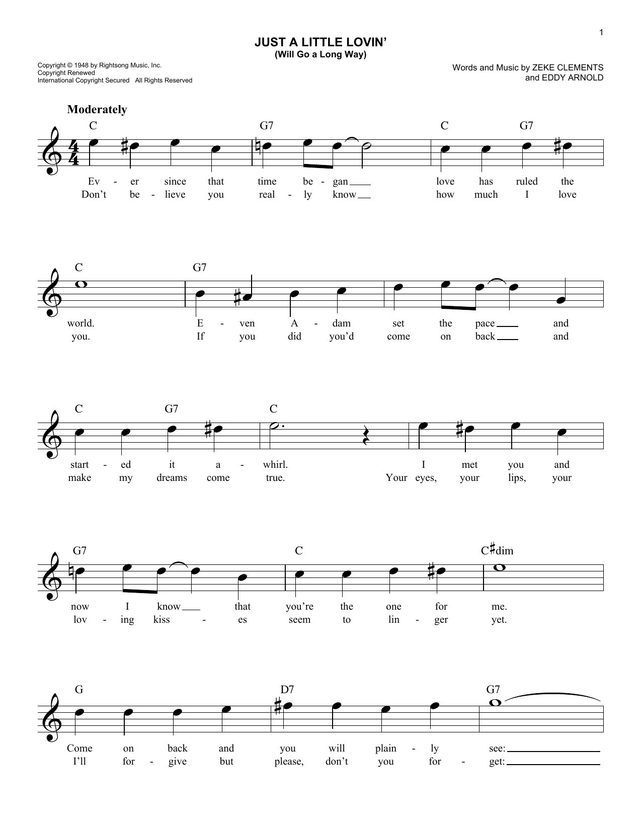 Download Eddy Arnold Just A Little Lovin' (Will Go A Long Wa Sheet Music